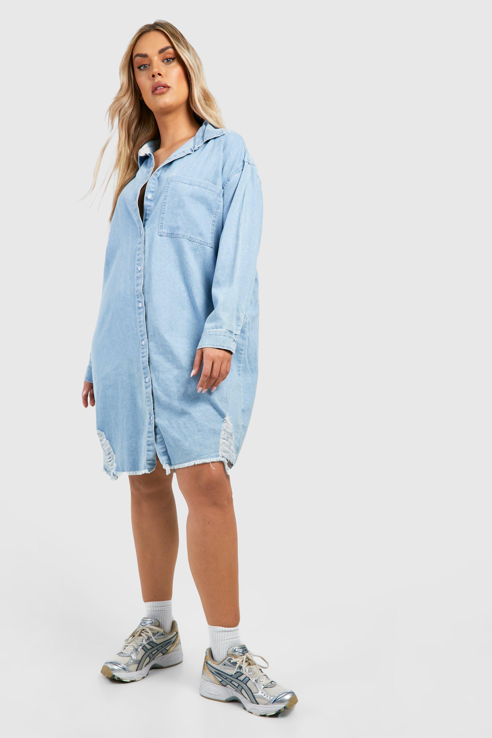 Boohoo denim store shirt dress